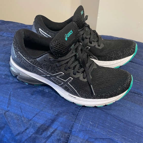 Asics Black and Teal Women's Slippers - Picture 1 of 5